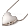 Non-Tarnish 304 Stainless Steel Heart Pendant Round Snake Chain Necklaces for Women X-NJEW-G142-04P-1