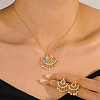 Brass Micro Pave Clear Cubic Zirconia Moon Pendant Necklaces & Stud Earrings Sets for Women DZ0544-3