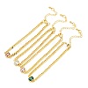 Cubic Zirconia Rectangle Link Bracelet with Curb Chains BJEW-A127-07G-1