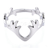 Non-Tarnish 304 Stainless Steel Deer Antler Adjustable Ring for Women RJEW-T027-06P-3