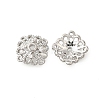 Flower Brass Clear Cubic Zirconia Bead Caps KK-V008-01P-1
