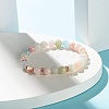 Natural Morganite Round Beads Stretch Bracelet for Girl Women BJEW-JB06926-2