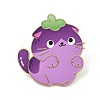 Cat Shape with Grape Enamel Pins JEWB-I052-02G-01-1