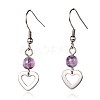 Heart Natural Amethyst Dangle Earrings EJEW-JE01884-03-1