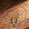 Zinc Alloy Imitation Pearl Flower Rose Dangle Earrings & Pendant Necklaces Sets for Women WG42FFC-02-2