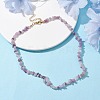 Natural Lepidolite/Purple Mica Stone Chip Beaded Necklace NJEW-JN04616-04-2
