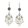 Natural Howlite Beaded Drop Earrings EJEW-JE05385-01-1