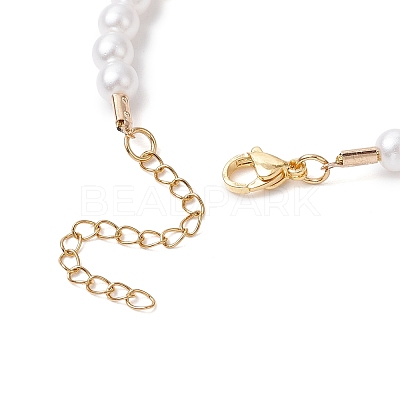 Shell Pearl Link Bracelets BJEW-JB11374-1