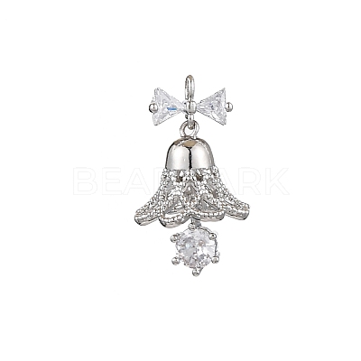 Rack Plating Brass with Cubic Zirconia Pendants KK-Q010-08P-1
