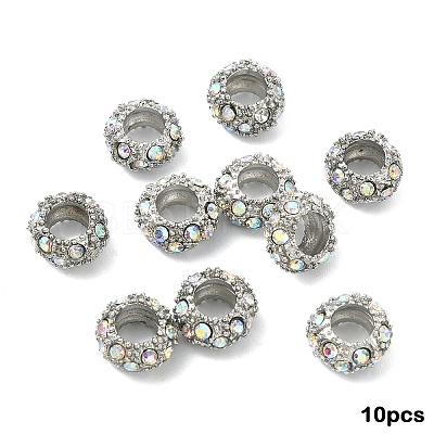 10Pcs Alloy Rhinestone European Beads CPDL-YW0001-02C-1
