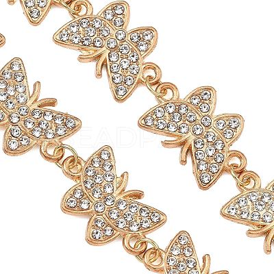 Alloy Crystal Rhinestone Butterfly Link Chain Bracelet Making AJEW-JB01647-1