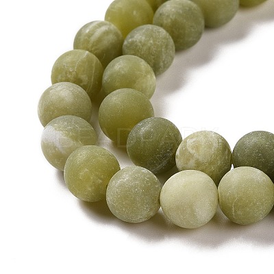 Round Frosted Natural TaiWan Jade Bead Strands G-M248-8mm-02-1