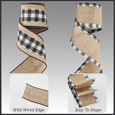 2 Rolls 2 Colors Imitation Burlap Ribbon DIY-CY0001-75-1