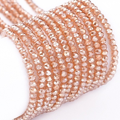 Electroplate Glass Beads Strands X-EGLA-F149-PL-02-1
