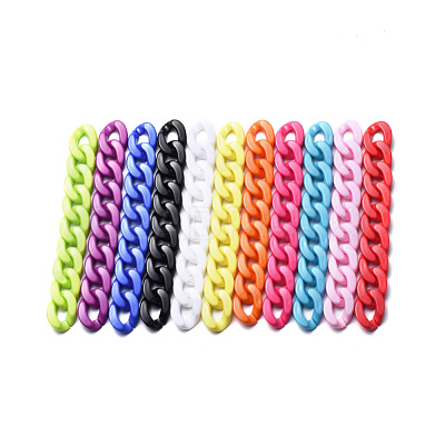 Handmade Opaque Acrylic Curb Chains AJEW-JB00564-1