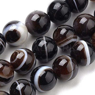 Natural Striped Agate/Banded Agate Beads Strands G-S259-04A-12mm-1