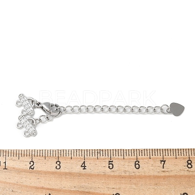 Brass Micro Pave Clear Cubic Zirconia End with Chains KK-P290-24P-1