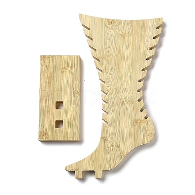 Foot Shaped Bamboo Anklet Storage Jewelry Rack ODIS-G018-01C-1