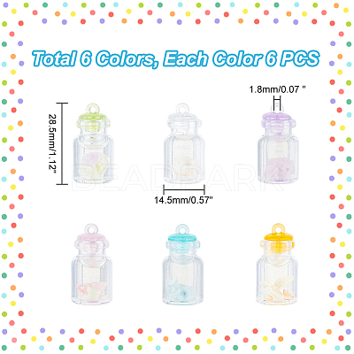 36Pcs 6 Colors Luminous Plastic Pendants KY-GA0001-22-1