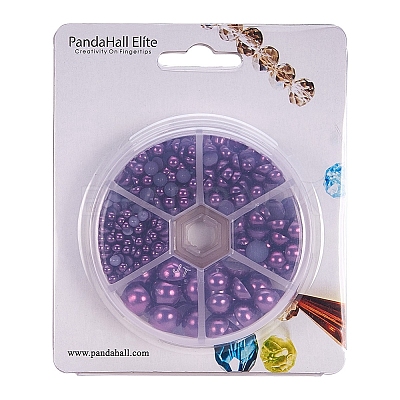 Medium Orchid Imitation Pearl Beads Assorted Mixed Sizes 4-12mm Flat Back Pearl Cabochons SACR-PH0001-47-1