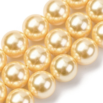 Electroplated Shell Pearl Beads Strands BSHE-G041-12mm-01-1