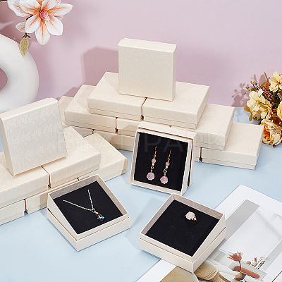 Cardboard Paper Earrings and Rings Storage Boxes CBOX-WH0015-001B-1