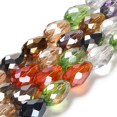 Faceted Teardrop Glass Beads Strands X-GS053-AB-1