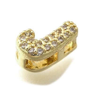 Brass Micro Pave Cubic Zirconia Letter Multi-Strand Links KK-D295-32G-10-1
