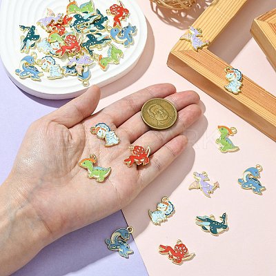 30Pcs 6 Styles Alloy Enamel Pendants ENAM-CJ0006-47-1