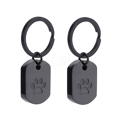 Rectangle with Paw Print 304 Stainless Steel Pet Memorial Urn Ashes Keychains STAS-WH0029-80EB-1