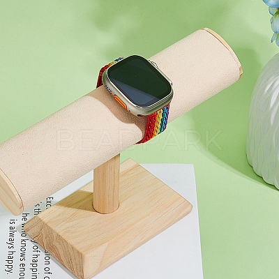 Velvet T-Bar Bracelet Display Stands  with Wooden Base BDIS-WH0010-03B-1