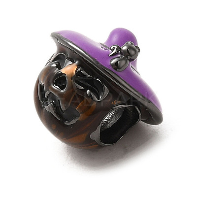 Halloween Brass Enamel European Beads X1-KK-A203-04B-B-1