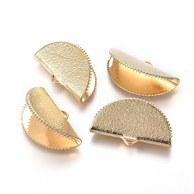 Brass Ribbon Crimp Ends X-KK-G380-02G-1