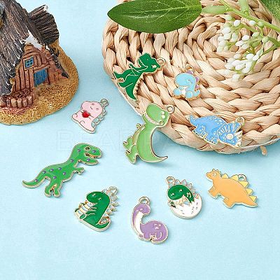 10Pcs 10 Styles Alloy Enamel Pendants ENAM-YW0003-25-1