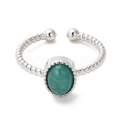 Natural Amazonite Open Cuff Ring RJEW-M166-04P-D-1