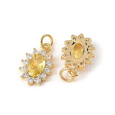 SHEGRACE Brass Micro Pave Cubic Zirconia Pendants XGRQ2O150-446C-G-1