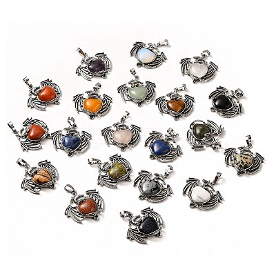 Natural & Synthetic Mixed Gemstone Heart Pendants KK-K331-01AS-1