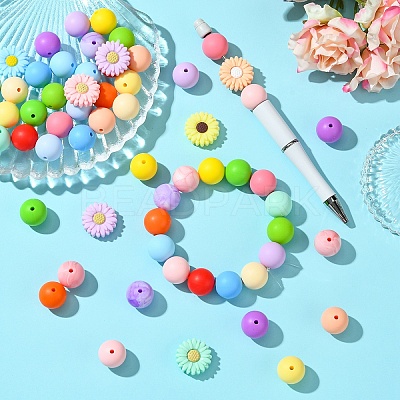 Round/Daisy Silicone Focal Beads SIL-YW0001-49-1