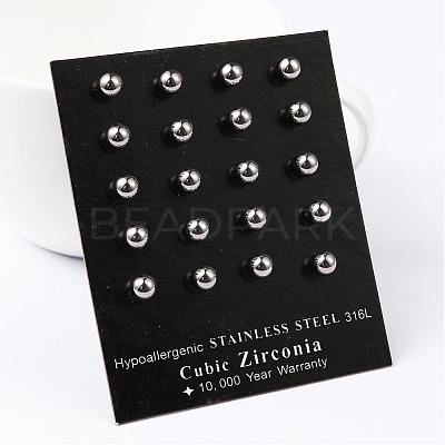 Tarnish Resistant 304 Stainless Steel Ball Stud Earrings EJEW-2224-5mm-P-1
