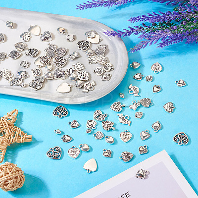 100Pcs 20 Styles Tibetan Style Alloy Pendants FIND-TA0003-59-1