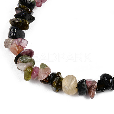 Unisex Chip Natural Multicolor Tourmaline Beaded Stretch Bracelets BJEW-S143-43-1
