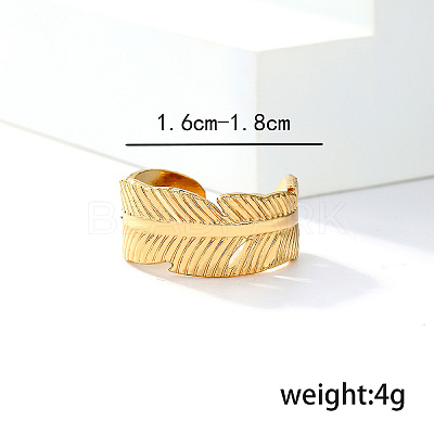 Stylish Leaf 201 Stainless Steel Ethnic Cuff Rings UG5209-1