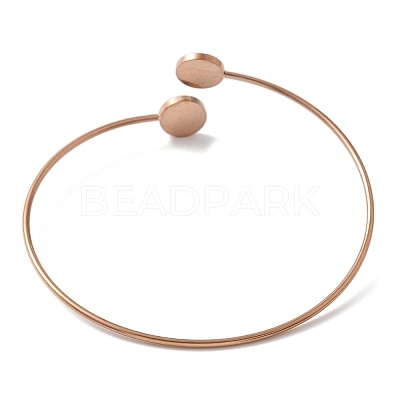 Ion Plating(IP) 304 Stainless Steel Cuff Blank Bangle Bases with Round Tray STAS-Z088-03B-RG-1