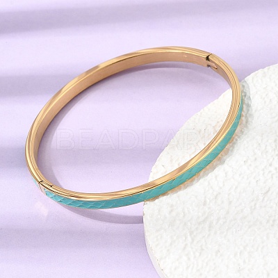 304 Stainless Steel Enamel Hinged Cuff Bangles for Women SA-CBAC920-15G-01-1