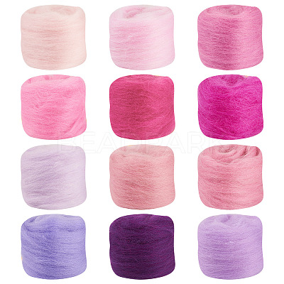 60G 12 Colors Needle Felting Wool Roving DIY-TA0012-85-1