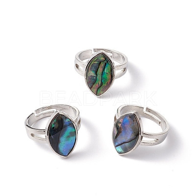 Natural Paua Shell Adjustable Rings RJEW-G260-01P-07-1