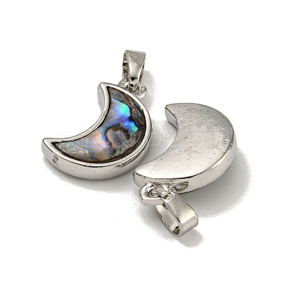 Rack Plating Brass Natural Paua Shell Pendants LS-KK-U025-06P-02-1