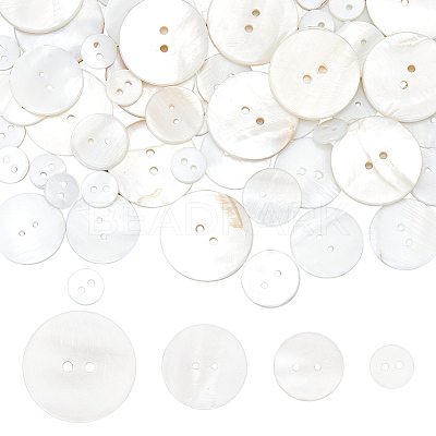 70Pcs 4 Styles 2-Hole Freshwater Shell Buttons BUTT-FG0001-16-1