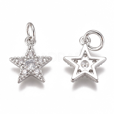 Brass Micro Pave Cubic Zirconia Charms ZIRC-F111-11-1