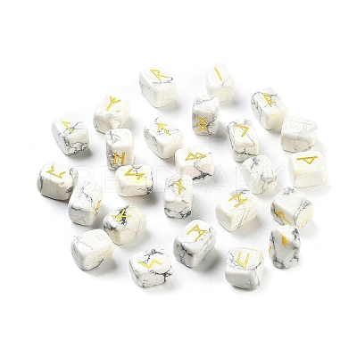 Rectangle Natural Howlite Rune Stones G-Z059-01B-1